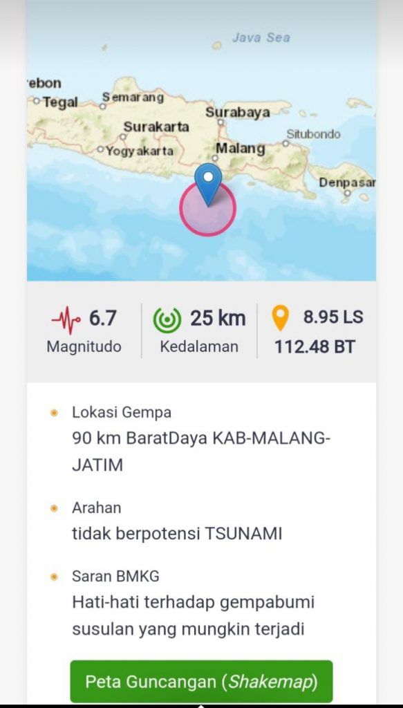 Gempa Bermagnitudo 6,7 di Malang, Masyarakat Sidoarjo dan Surabaya Merasa Digoncang