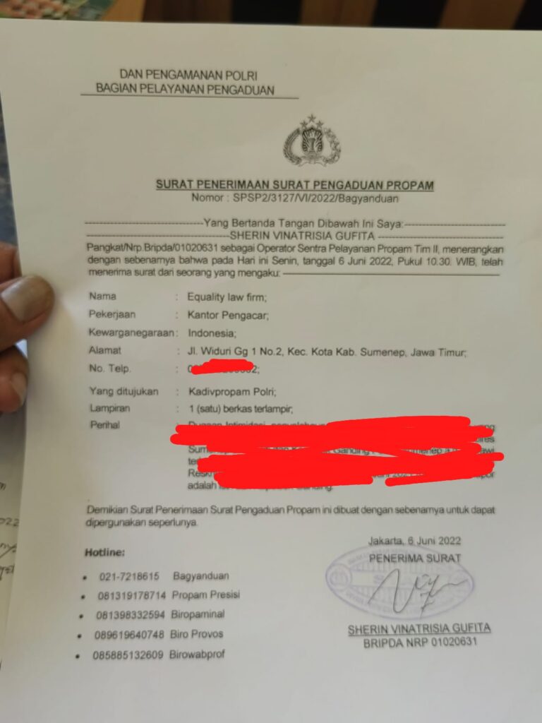 Demi Keadilan, TriLaw Adukan Penyidik Pidek Dan Kapolsek Ganding Ke Mabes Polri