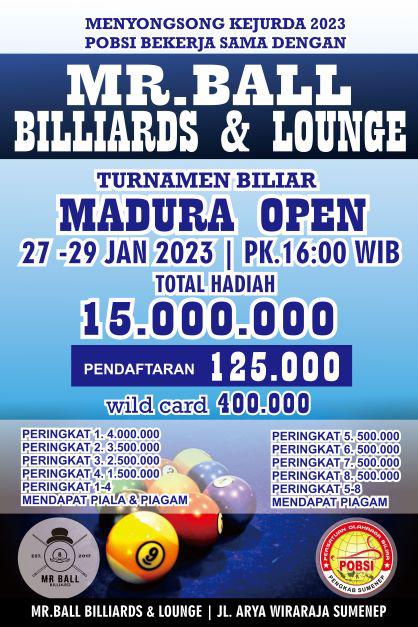 Turnamen Billiar Madura Open, POBSI Sumenep Gandeng Mr Ball Billiards & Lounge