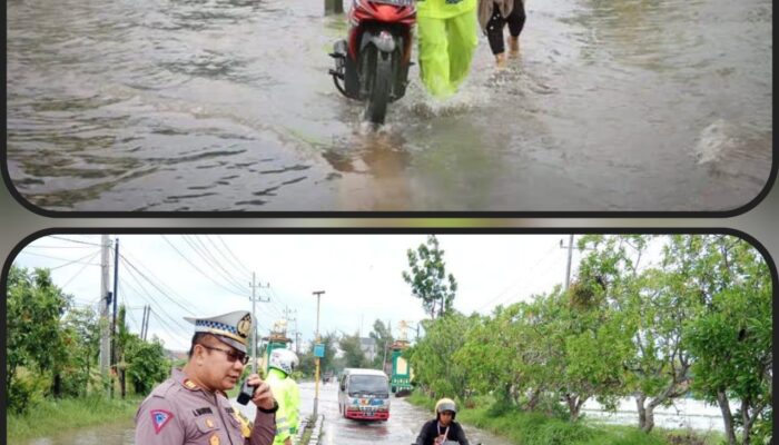 Curah Hujan Tinggi, Kasat Lantas Sigap Bantu Kelancaran Lalu Lintas